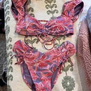 Floral Bikini Set in Purple and Pink